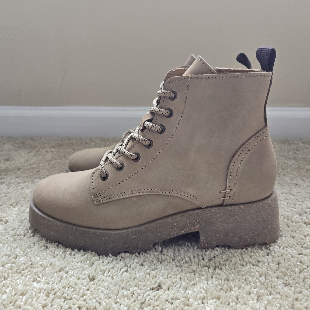 Otbt Immerse Ankle Boots Womens 8M Beige Leather Side Zip